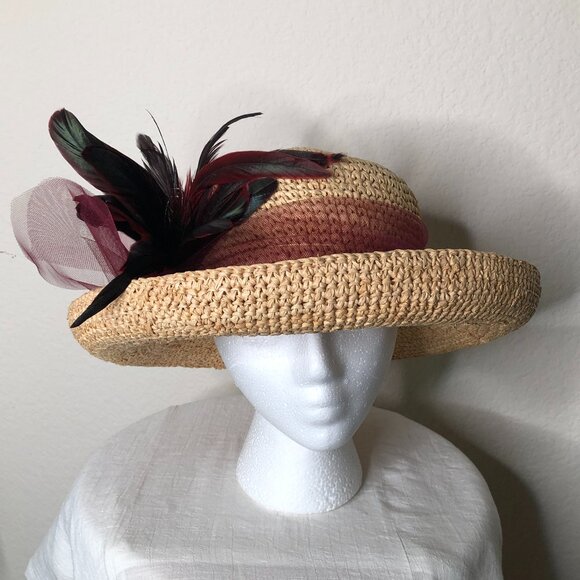 San Diego Hat Company Accessories - Gorgeous "San Diego Hat Company" Kettle Brim Hat with Tulle and Feather Accent!